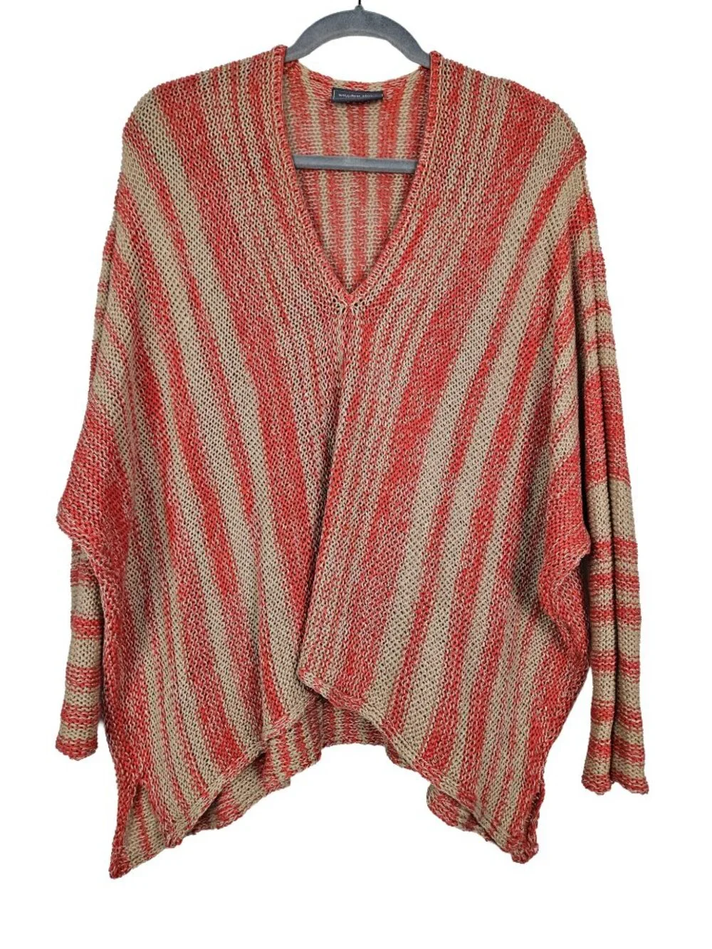 Wooden Ships Beachcomber Sweater Cotton Sea Ranch Coral/Panama Tan Stripe S/M